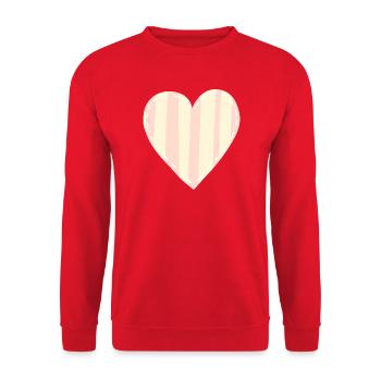 Süßes Herz gestreift Rosa Pastell  - Unisex Pullover - Rot - Vorne - Alina (178cm) & Michal (187cm)