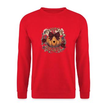 Pumpkin Season Kürbis Halloween Gothic Herbstmotiv - Unisex Pullover - Rot - Vorne - Alina (178cm) & Michal (187cm)