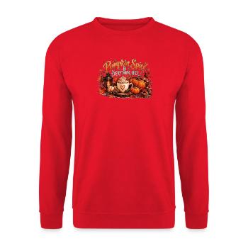 Pumpkin Spice Everything Nice Kürbis Herbstmotiv - Unisex Pullover - Rot - Vorne - Alina (178cm) & Michal (187cm)