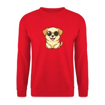 Kawaii Hund mit Sonnenbrille - Unisex Pullover - Rot - Vorne - Alina (178cm) & Michal (187cm)