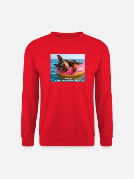 Entspannter Hund auf rosa Donut - Unisex Pullover - Rot