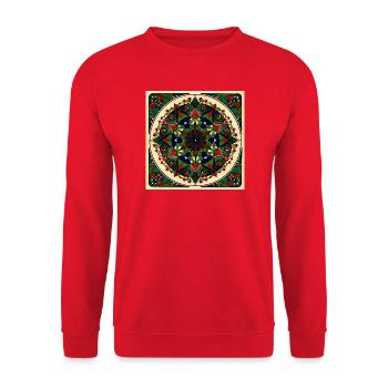 Blumenmandalas, grün, rot, blau, - Unisex Pullover - Rot - Vorne - Alina (178cm) & Michal (187cm)