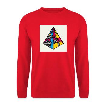 Abstrakte bunte Pyramide - Unisex Pullover - Rot - Vorne - Alina (178cm) & Michal (187cm)