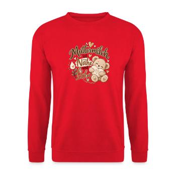 Muttermilch ist Nähe und Liebe 💖  - Unisex Pullover - Rot - Vorne - Alina (178cm) & Michal (187cm)