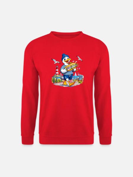 Küstenmöwe Mopsi mit Sandwich - Unisex Pullover - Rot