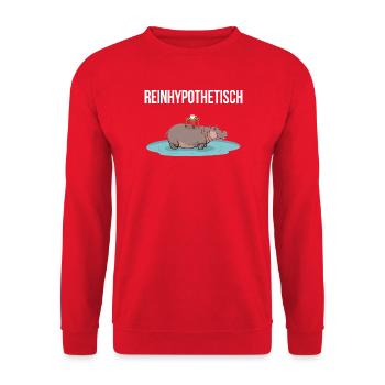 Reinhypothetisch Nilpferd Kaffee Wortwitz Humor - Unisex Pullover - Rot - Vorne - Alina (178cm) & Michal (187cm)