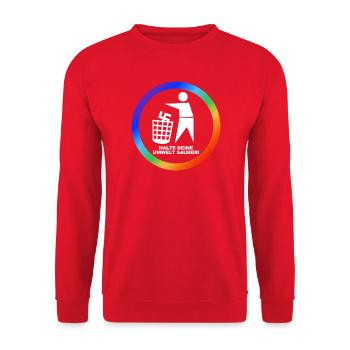 Gegen Rechts - Halte deine Umwelt sauber - FCK NZS - Unisex Pullover - Rot - Vorne - Alina (178cm) & Michal (187cm)