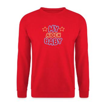 Aiden als Spruch - Unisex Pullover - Rot - Vorne - Alina (178cm) & Michal (187cm)