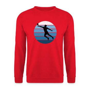 Faustballspielen Geschenk für ein Fistball-Spieler - Unisex Pullover - Rot - Vorne - Alina (178cm) & Michal (187cm)