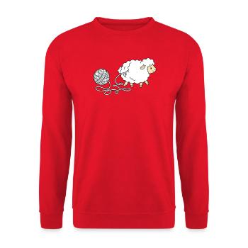 Yarn Sheep – süßes Häkelliebhaber-Strickgeschenk - Unisex Pullover - Rot - Vorne - Alina (178cm) & Michal (187cm)
