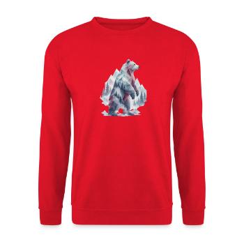 Polygonbär im Gebirge - Unisex Pullover - Rot - Vorne - Alina (178cm) & Michal (187cm)