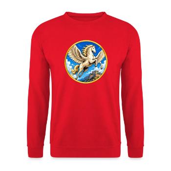 Pegasus über dem Hügel - Unisex Pullover - Rot - Vorne - Alina (178cm) & Michal (187cm)