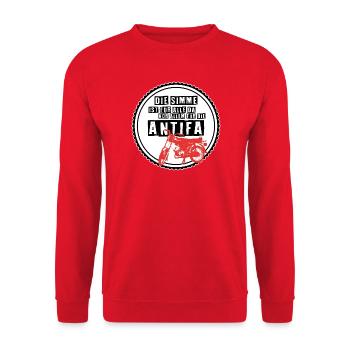 Die Simme ist für alle da (dunkel) - Unisex Pullover - Rot - Vorne - Alina (178cm) & Michal (187cm)
