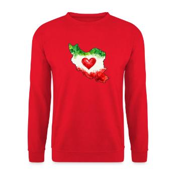 Iran Herz Liebe - Unisex Pullover - Rot - Vorne - Alina (178cm) & Michal (187cm)