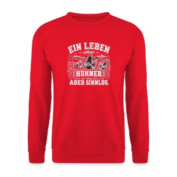 Ein Leben ohne Hühner ist möglich - aber sinnols - Unisex Pullover - Rot - Vorne - Alina (178cm) & Michal (187cm)