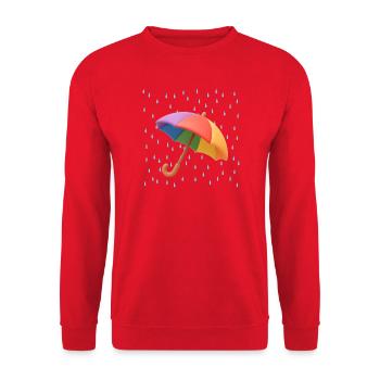 Regenbogen Regenschirm im Regen - Unisex Pullover - Rot - Vorne - Alina (178cm) & Michal (187cm)