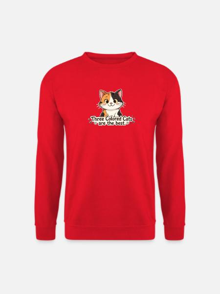 Dreifarbige Katzenfreude - Unisex Pullover - Rot