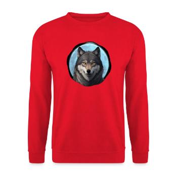Mondwolf Porträt - Unisex Pullover - Rot - Vorne - Alina (178cm) & Michal (187cm)