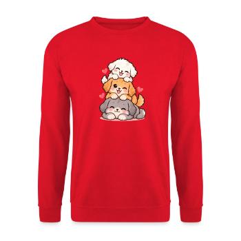 Stapelwelpen mit Herzchen - Unisex Pullover - Rot - Vorne - Alina (178cm) & Michal (187cm)
