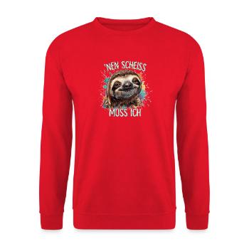 ’Nen Scheiß Muss Ich Faultier Tierhumor - Unisex Pullover - Rot - Vorne - Alina (178cm) & Michal (187cm)