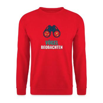 Vögel beobachten - minimalistisches Birdwatching - Unisex Pullover - Rot - Vorne - Alina (178cm) & Michal (187cm)