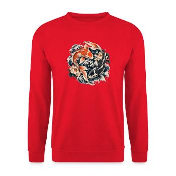 Lucky Koi - Unisex Pullover - Rot - Vorne - Alina (178cm) & Michal (187cm)
