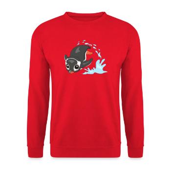 Pinguin Spritz-Splash - Unisex Pullover - Rot - Vorne - Alina (178cm) & Michal (187cm)