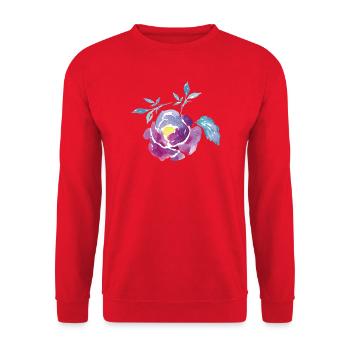 Wasserfarbene Rosenblüte - Unisex Pullover - Rot - Vorne - Alina (178cm) & Michal (187cm)