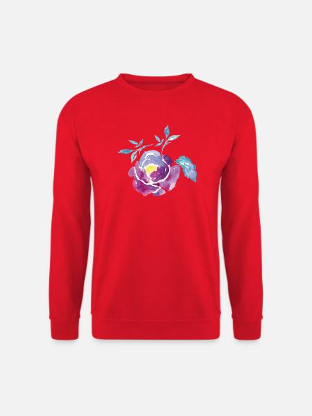 Wasserfarbene Rosenblüte - Unisex Pullover - Rot
