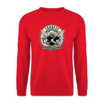 Zahnfee Krieger: Zähne Kaufen - Unisex Pullover - Rot - Vorne - Alina (178cm) & Michal (187cm)