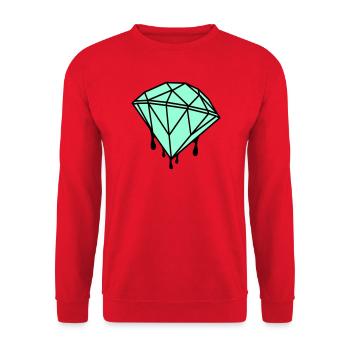 Geometrischer Mint-Diamant - Unisex Pullover - Rot - Vorne - Alina (178cm) & Michal (187cm)