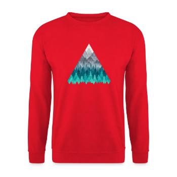 Geometrischer Wald im Blaugrün - Unisex Pullover - Rot - Vorne - Alina (178cm) & Michal (187cm)