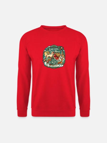 Fröhlicher Weihnachtsmann und die Magie des heiligen Tages - Unisex Pullover - Rot