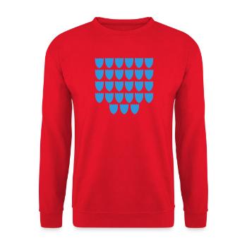 Blue Shield Muster - Unisex Pullover - Rot - Vorne - Alina (178cm) & Michal (187cm)