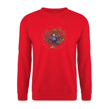 Pflaumen Motiv Lustiges Obst Design Gartenliebe - Unisex Pullover - Rot - Vorne - Alina (178cm) & Michal (187cm)