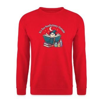 Es ist zu sachlich außerhalb des literarischen Buchliebhabers - Unisex Pullover - Rot - Vorne - Alina (178cm) & Michal (187cm)