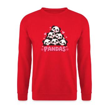 Süße Pandas Freunde Cartoon - Unisex Pullover - Rot - Vorne - Alina (178cm) & Michal (187cm)