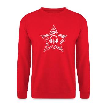 EDM Stern mit Kopfhörer-Logo - Unisex Pullover - Rot - Vorne - Alina (178cm) & Michal (187cm)
