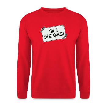 On A Side Quest Gaming Adventure Spruch Logo Text - Unisex Pullover - Rot - Vorne - Alina (178cm) & Michal (187cm)