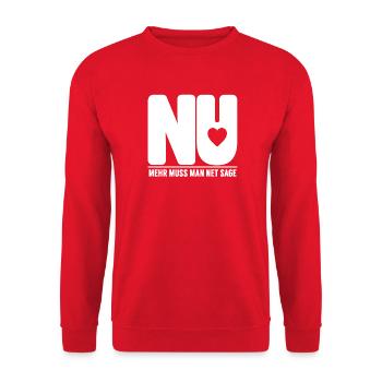 Nu Schwäbisch Dialekt Spruch Statement T-Shirt - Unisex Pullover - Rot - Vorne - Alina (178cm) & Michal (187cm)