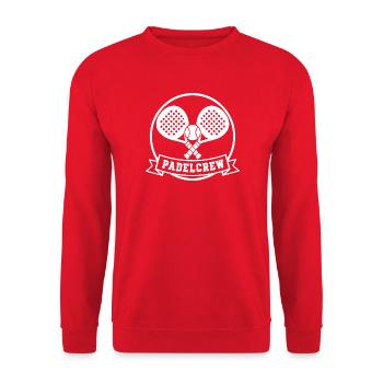 Padelcrew Padel Tennis Schläger Emblem T-Shirt - Unisex Pullover - Rot - Vorne - Alina (178cm) & Michal (187cm)