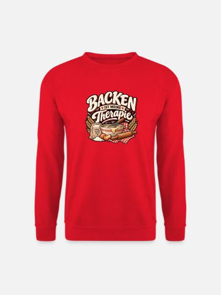 Backen ist meine Therapie Bäcker Geschenk - Unisex Pullover - Rot