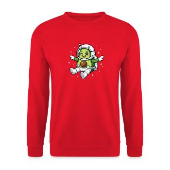 Avocado Astronaut Lustig 32 Bit Pixel Art - Unisex Pullover - Rot - Vorne - Alina (178cm) & Michal (187cm)