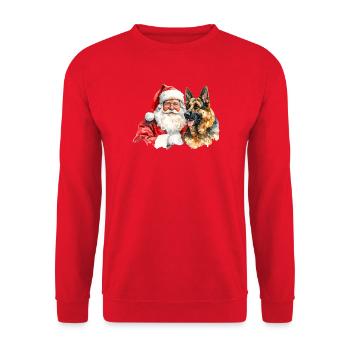 Weihnachtsmann Deutscher Schäferhund - Unisex Pullover - Rot - Vorne - Alina (178cm) & Michal (187cm)