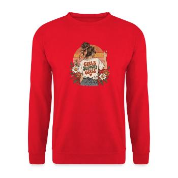 "Girls Support Girls" - Unisex Pullover - Rot - Vorne - Alina (178cm) & Michal (187cm)