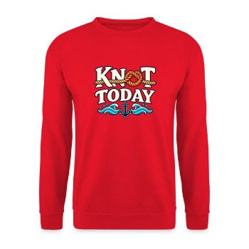 Knoten heute – Seltsames nautisches Segeldesign - Unisex Pullover - Rot - Vorne - Alina (178cm) & Michal (187cm)