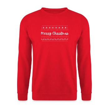 Frohe Weihnachten - Unisex Pullover - Rot - Vorne - Alina (178cm) & Michal (187cm)