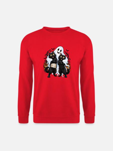 Katzen Gespenst – Lustiges Halloween - Unisex Pullover - Rot