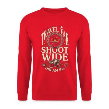 Travel Photographer Travel Far Shoot Wide Camera - Unisex Pullover - Rot - Vorne - Alina (178cm) & Michal (187cm)