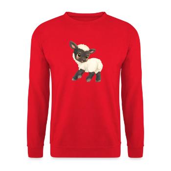 Schaf - Niedliches Lämmchen Cartoon - Unisex Pullover - Rot - Vorne - Alina (178cm) & Michal (187cm)